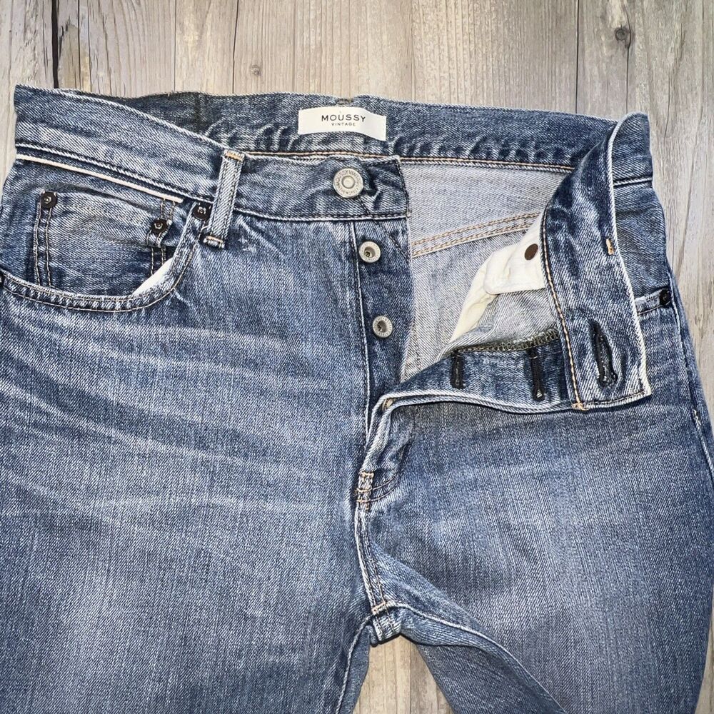Moussy Rhett Vintage Skinny Jeans Japan Saab High Rise Denim Blue Size 28 x 30 - Picture 6 of 15
